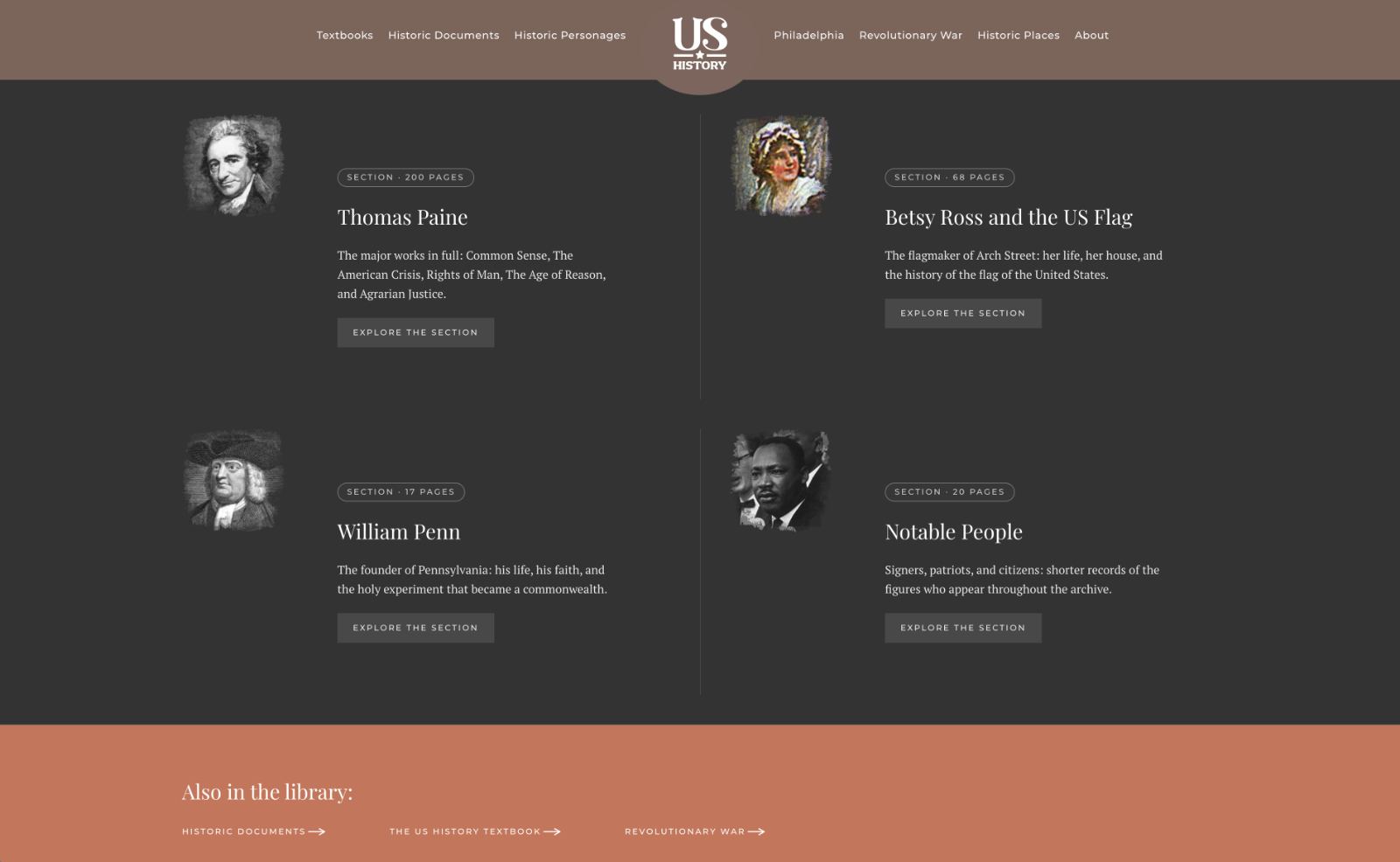 The dark personages spread of the rebuilt ushistory.org